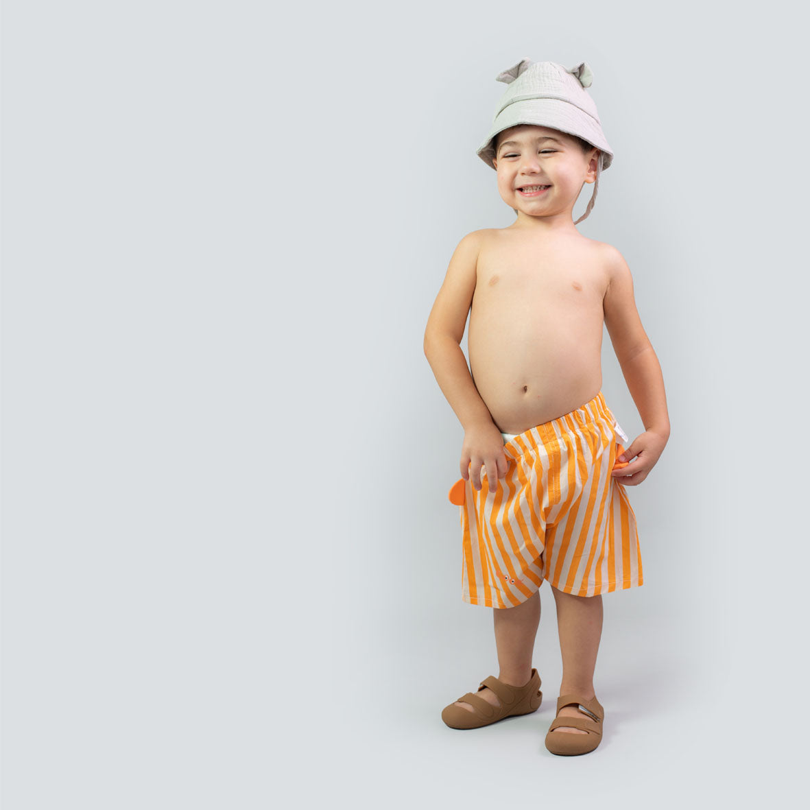 Tangerine Stripe Swim shorts for him