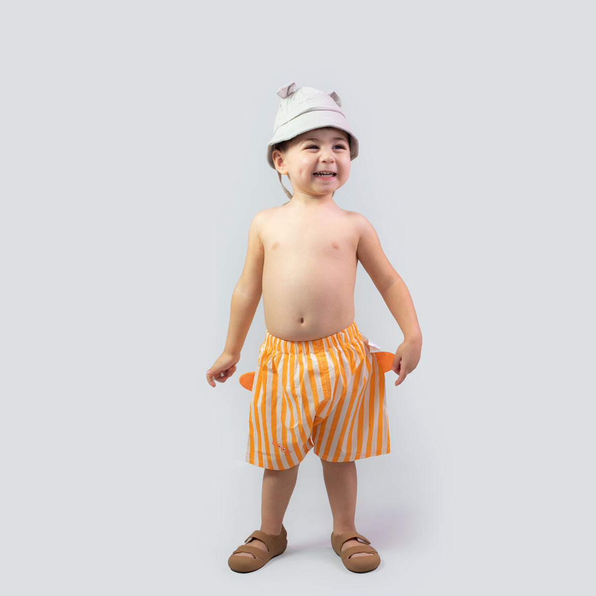Tangerine Stripe Swim shorts for him