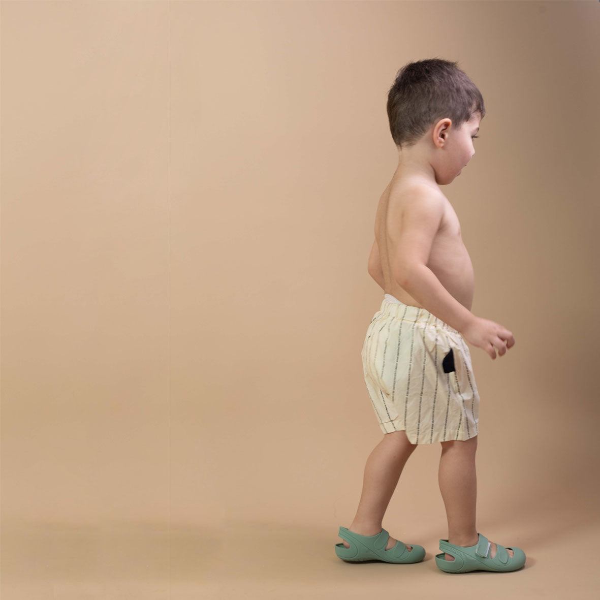 Cream stripe swimwear for him