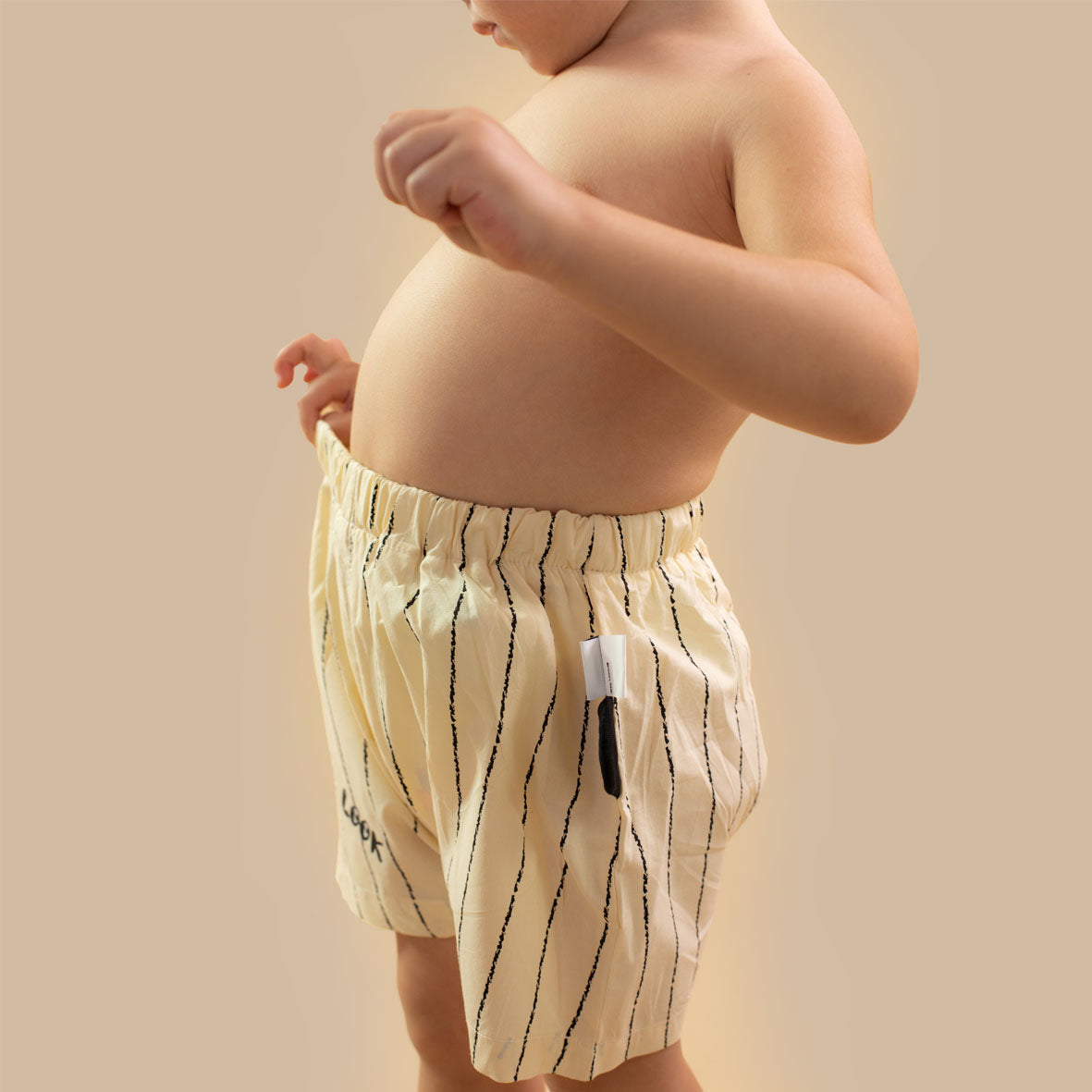 Cream stripe swimwear for him